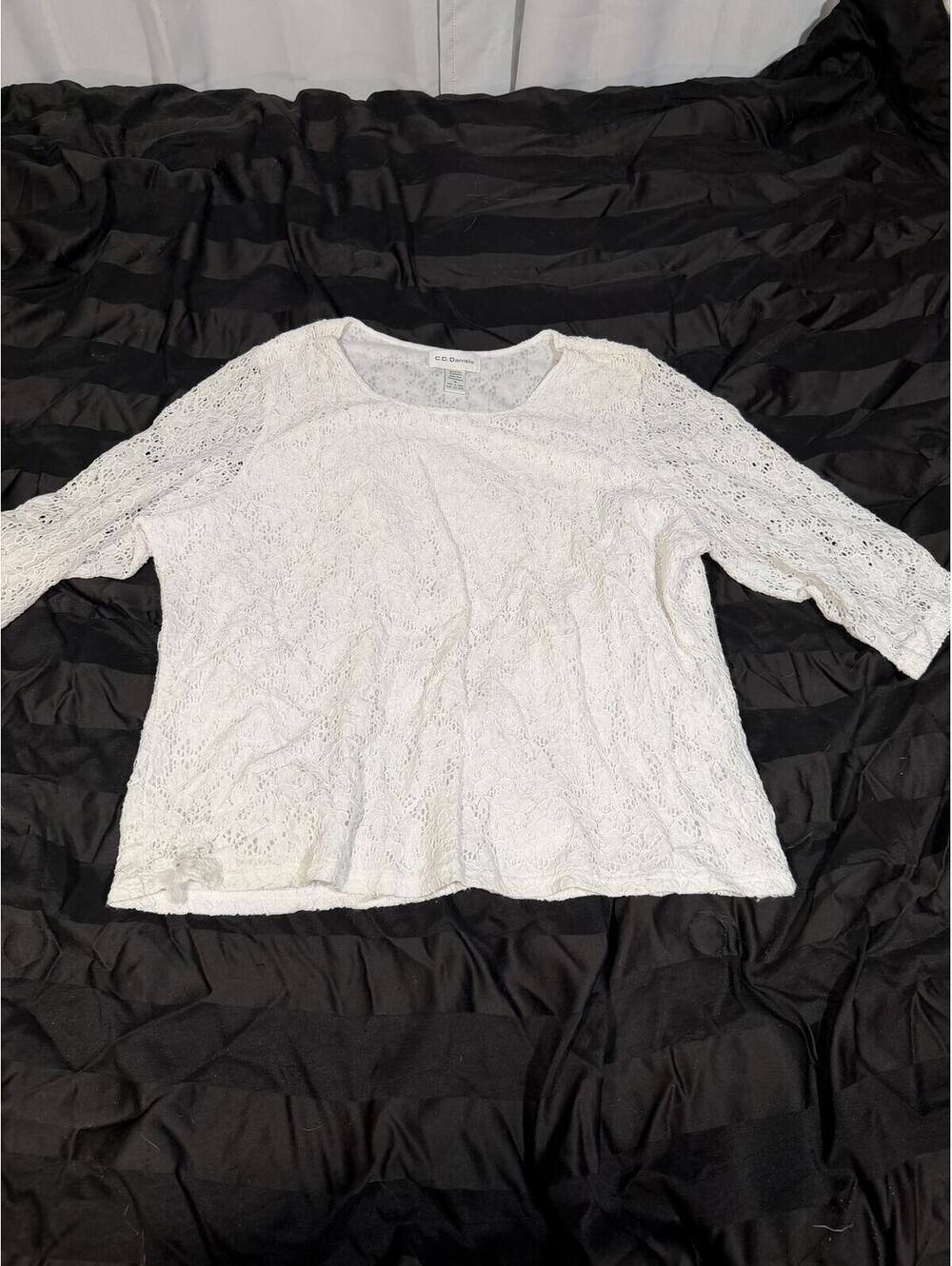 C.D. Daniels‎ White Lace Top Plus Size 1X Boho Cottagecore
